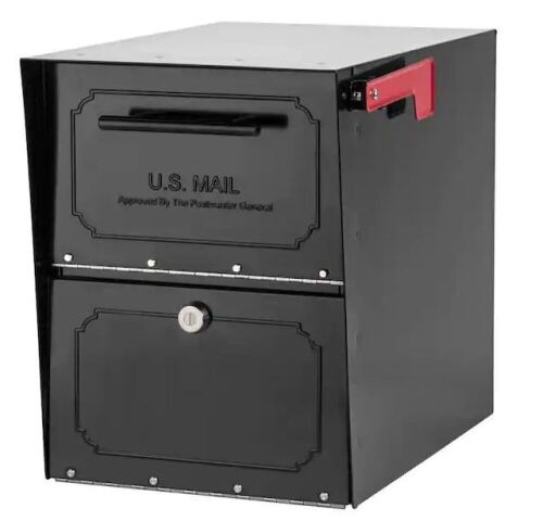 Oasis Classic Black, Extra Large, Steel, Locking, Post Mount Parcel Mailbox with High Security Reinforced Lock  - Lot 551