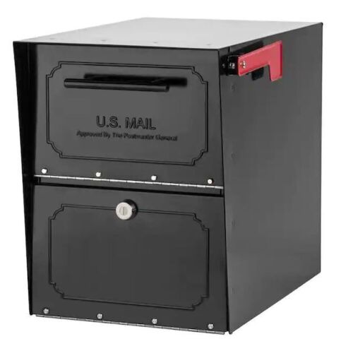 Oasis Classic Black, Extra Large, Steel, Locking, Post Mount Parcel Mailbox with High Security Reinforced Lock  - Lot 553