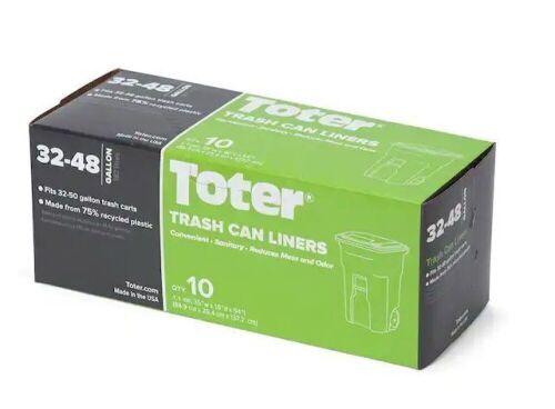 Toter 48 Gal. Trash Can Liners, 10-Count - Lot 559