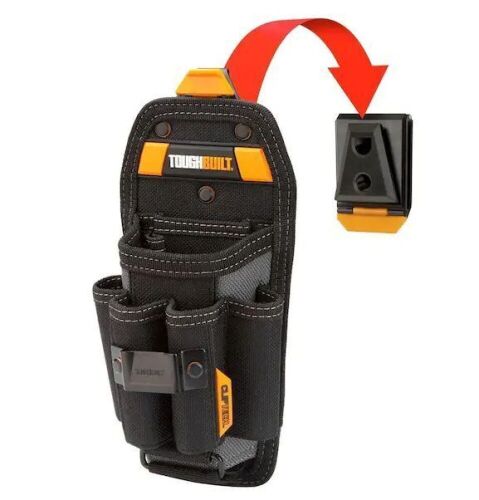 TOUGHBUILT ClipTech 5" Large Technician 6-Pocket Pouch in Black with 8 Pro-grade Compartments and Adjustable Bottom Pliers Pocket  - Lot 609