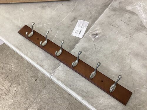 Franklin Brass 26.51 in. Bark and Satin Nickel Heavy-Duty Coat and Hat Hook Rack - Corner Damage - Lot 639