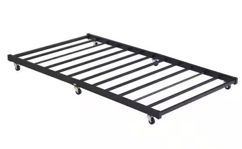 VECELO Twin Only/Roll Out Trundle Bed Frame/Enhanced Metal Slats Support Black 39 in. W - Lot 645