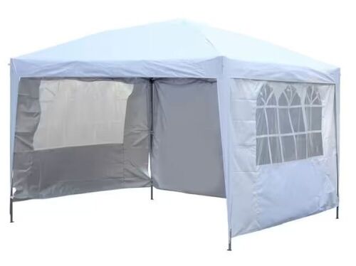 Tatayosi 10 ft. x 10 ft. White Outdoor Patio Pop Up Canopy Tent Gazebos with 4 Removable Sidewalls and Storage Bag - Lot 684
