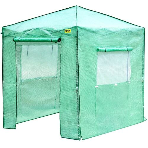VEVOR 8'x 6'x 8' Pop-Up Portable Greenhouse with Doors & Windows, High Strength PE Cover & Powder-Coated Steel Construction - Lot 727