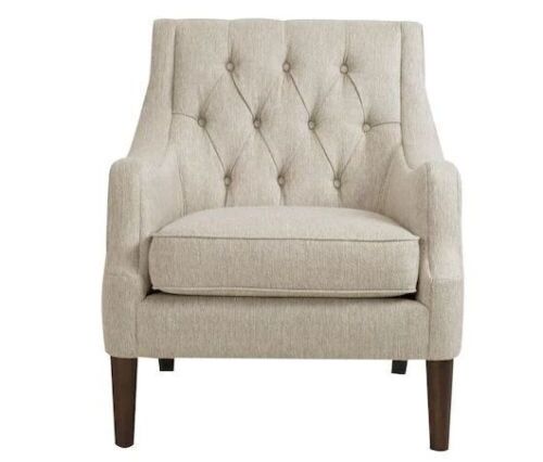 Madison Park Elle Beige Button Tufted Accent Chair - Lot 39