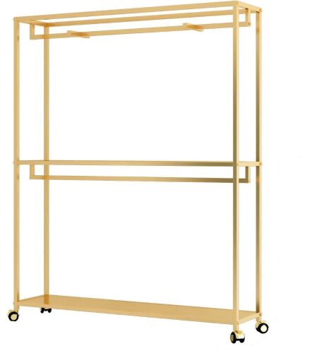TIEOU Gold Clothing Rack with Shelves  - Lot 153