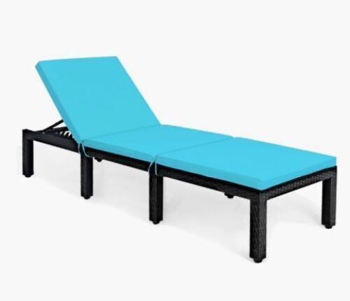 Contemporary Rattan and Steel Adjustable Patio Lounge Chair in Turquoise - Lot 89