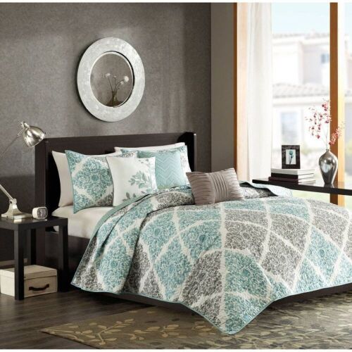 Madison Park 6pc Arbor Reversible Quilted Coverlet Set Spice, King  - Lot 241