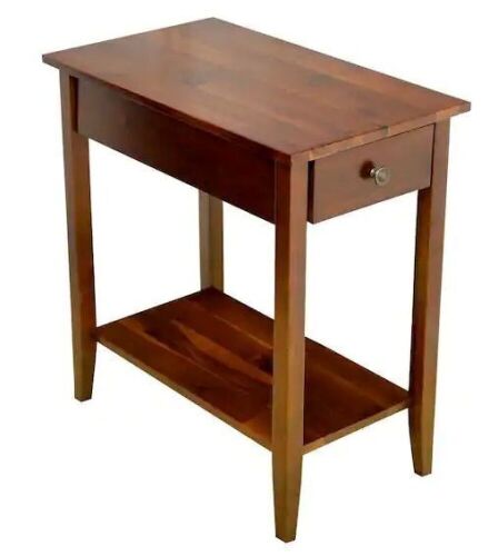 Solid Acacia Wood 23 in. Mahogany Recliner End Table  - Lot 393