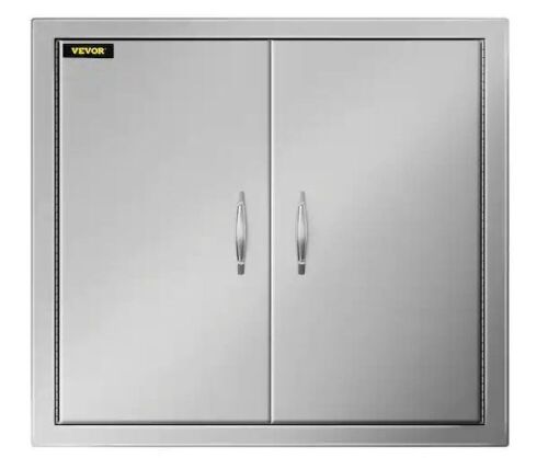 VEVOR Double Door Outdoor Kitchen Access 26 x 24 in. Wall Construction Stainless Steel Flush Mount - Lot 367