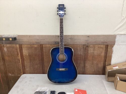41in Acoustic Guitar Starter Kit w/ Digital Tuner, Padded Case, Picks, Strap  - Lot 434