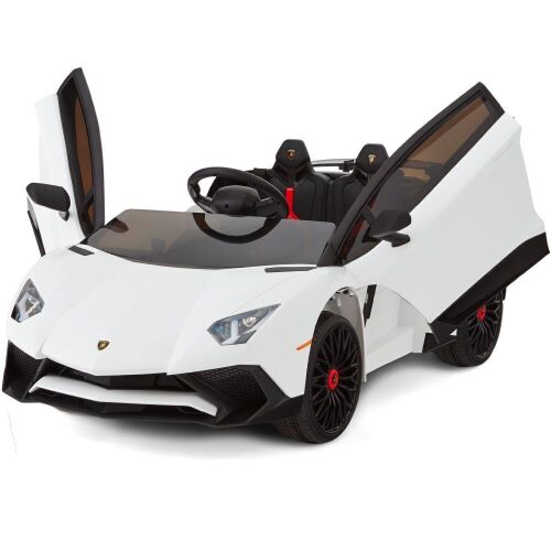12V Ride On Lamborghini Aventador SV Sports Car Toy w/ Parent Control, AUX Cable - White - Lot 69