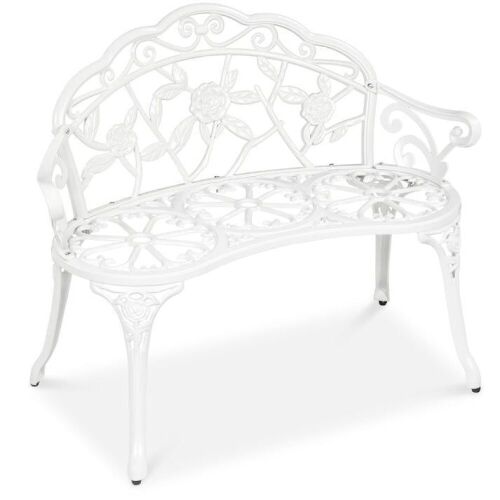 Steel Garden Bench Outdoor Patio Furniture w/ Floral Rose Accent - 39in  - Lot 183