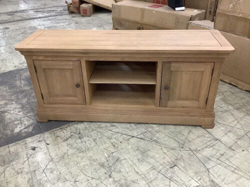 Canterbury Natural Solid Oak Large TV Cabinet  - Lot 34