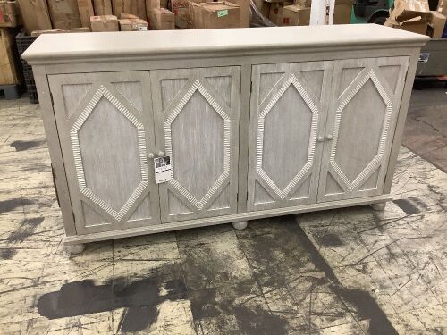 Alana Whitewashed 4-Door Cabinet - Lot 18