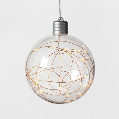 Lot of (4) Christmas LED Clear Sphere with 30 Dew Drop Twinkle String Lights Warm White with Copper Wire - Lot 450J