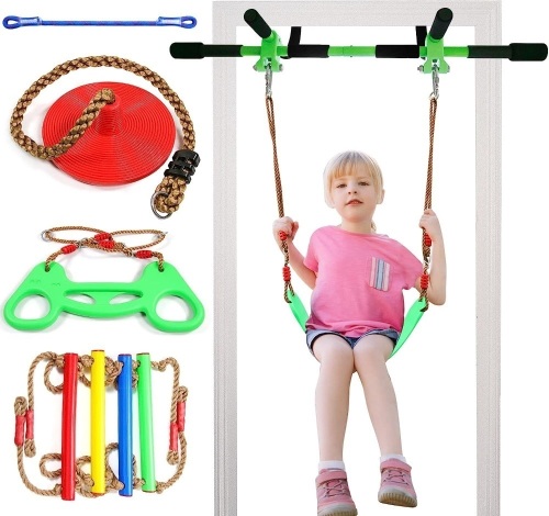 Door Swing for Kids,Indoor Pull up bar for Adults,Doorway Swing Kids with 4pcs,Indoor Doorway Gym Set for Kids and Adults-Sensory Swing - Lot 195