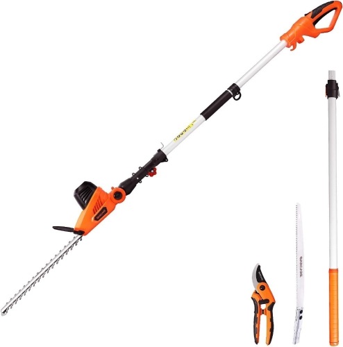 GARCARE Electric Hedge Trimmers, Corded 4.8A Pole Hedge Trimmer Set with 20 inch Laser Cut Blade 46.7 x 6.9 x 8.3 inches - Lot 213
