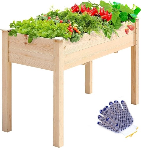 TMEE 3FT Raised Garden Bed with Legs, Elevated Garden Box for Vegetable, Flower, Herb, Wood Planter Load Up to 250 Pounds for Gardening in Backyard Patio - Easy Assembly, 30in Height - Lot 215