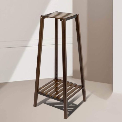 Magshion Bamboo Tall Plant Stand Pot Holder Small Space Flower Shelf Rack Display Table (2-Tier) 12.6 x 12.6 x 23.6 inches - Lot 275
