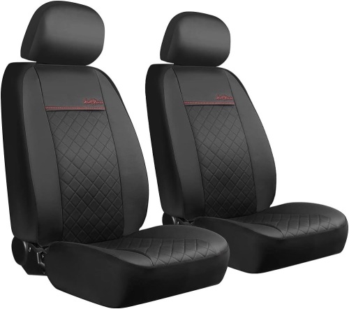 GIANT PANDA Front Car Seat Covers, Bucket Seat Covers, Leather Low Back Auto Seat Covers for Cars, Trucks, Jeep, Van, SUV, Pickup, Airbag Compatible (Black) - Lot 286