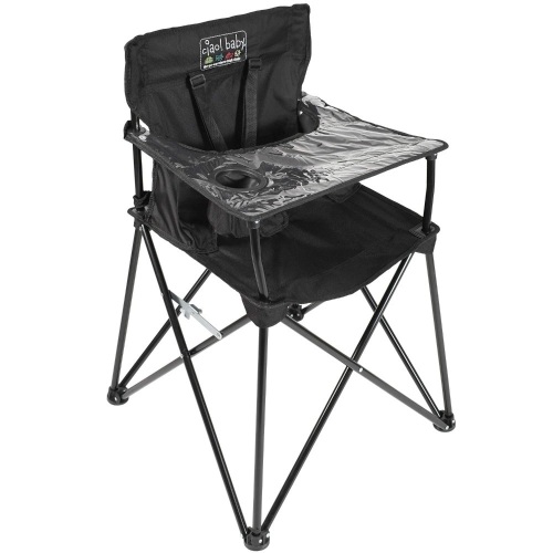 ciao! baby Portable High Chair for Babies and Toddlers, Compact Folding Travel High Chair with Carry Bag for Outdoor Camping, Picnics, Beach Days, and More (Black) 23"D x 23"W x 32"H  - Lot 337