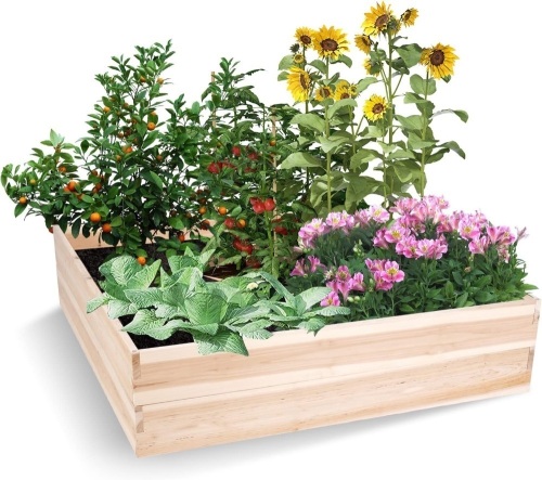 Wooden Raised Garden Bed,4×4×1ft Raised Flower Beds Outdoor,Raised Planter Box,Garden Boxes Outdoor Raised,Easy Assemble Thick Pine Boards,Planter Boxes Outdoor for Flower,Vegetables,Fruit - Lot 340