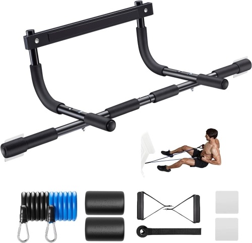 Ally Peaks Pull Up Bar for Doorway | Thickened Steel Max Limit 440 lbs Upper Body Fitness Workout Bar| Multi-Grip Strength for Doorway | Indoor Chin-Up Bar Fitness Trainer for Home Gym Portable - Lot 343
