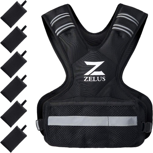 ZELUS Weighted Vest for Men and Women | 4-10lb/11-20lb/20-32lb Vest with 6 Ironsand Weights for Home Workouts | Adjustable Body Weight Vest Exercise Set for Cardio and Strength Training - Lot 352