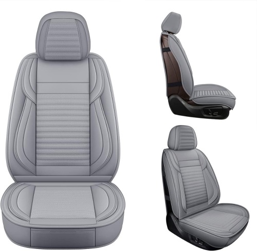 LINGVIDO Leather Car Seat Covers,Breathable and Waterproof Faux Leather Automotive Seat Covers for Cars SUV Truck Sedan,Universal Driver Seat Cover with Backrest (2 PCS Front Seat, Gray) - Lot 222