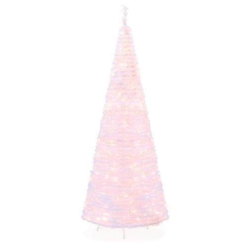 Best Choice Products 7.5ft Pre-Lit Pop-Up Artificial Christmas Tree Holiday Decoration w/ 450 White Lights, Stand - Lot 245