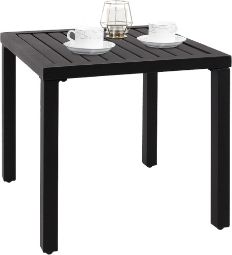 PHI VILLA Indoor Outdoor Small Metal Square Side/End Table, Patio Coffee Bistro Table, Black 20"D x 20"W x 10"H - Lot 347