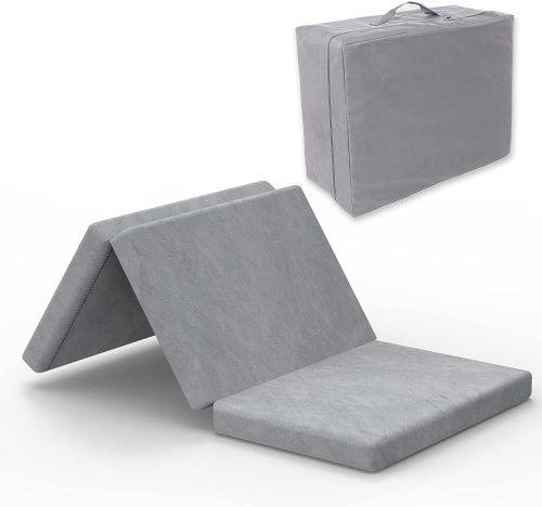 SINWEEK Twin Folding Mattress with Storage Bag Foldable Mattress Trifold Mattress Topper, CertiPUR-US Certified Cot Floor Mattress Guest Bed, with Machine Washable Cover, 38 x 75 x 3 Inch - Lot 390