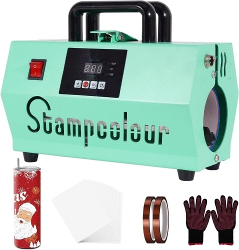 Stampcolour Tumbler Heat Press Machine 20 & 30 OZ, 110V Mug Press 11OZ 15OZ 16 OZ ,Tumbler Press for Sublimation Tumblers Heat Transfer Print with Heat Tape Gloves Sublimation Paper, Green - Lot 43