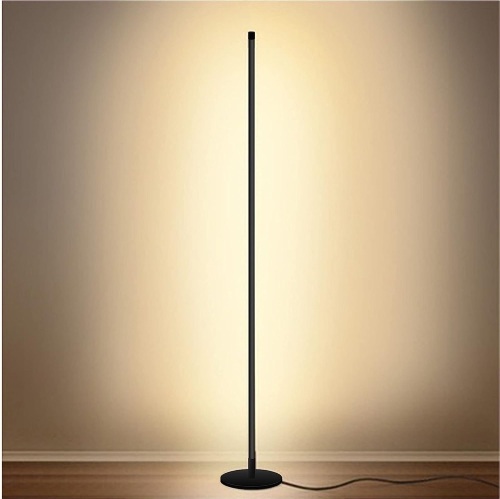 Modern Led Standing Corner Lamp Black Decor Contemporary Metal Floor Lamp for Living Room Bedrooms with Remote & Touch Control 1"D x 1"W x 57.5"H - Lot 488