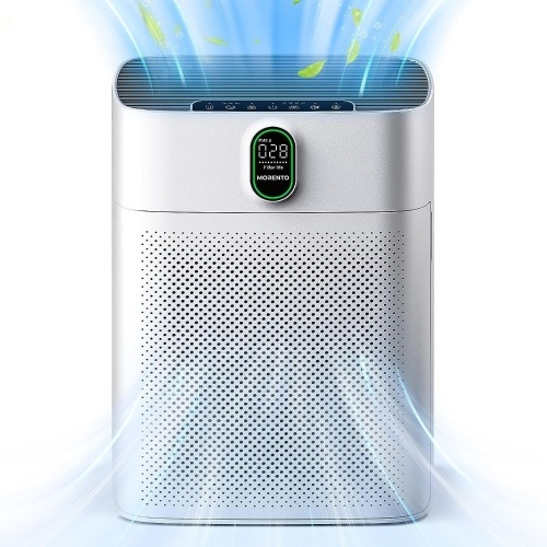 Air Purifiers for Home Large Room Up to 1076 Sq Ft with PM 2.5 Display Air Quality Sensor, MORENTO H13 True HEPA Filter Remove 99.97% of Pet Hair with Double-sided Air Inlet, 24dB for Bedroom,7.63"D x 13.18"W x 17.51"H - Lot 143