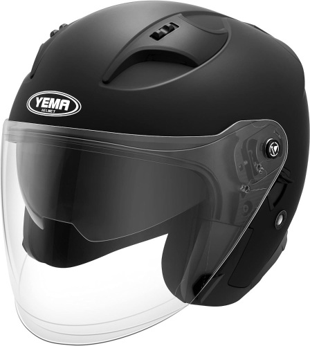 Motorcycle Open Face Helmet YEMA YM-637 DOT Approved 3/4 Half Helmet with Sun Visor for Adult Men Women L - Lot 165