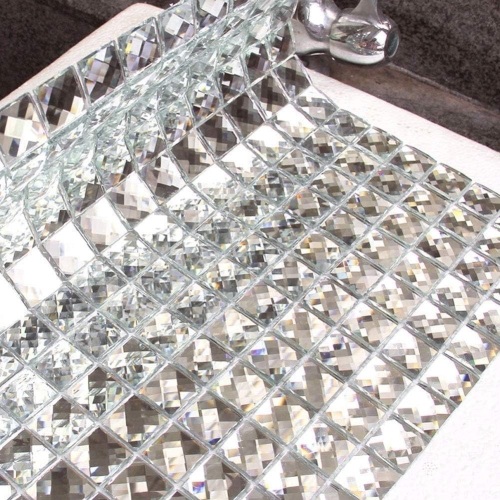Diflart Mirror Glass Mosaic Tile Crystal Diamond Mosaic Tile Backsplash for Kitchen Bathroom Wall Tiles Pack of 6 Sheets - Lot 166