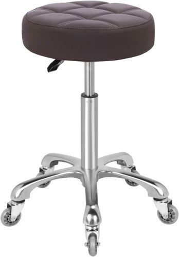 KARRIE Swivel Stool Chair Adjustable Height,Heavy Duty Hydraulic Rolling Metal Stool for Kitchen,Salon,Bar,Office,Massage 21"D x 14.2"W x 14.2"H - Lot 169