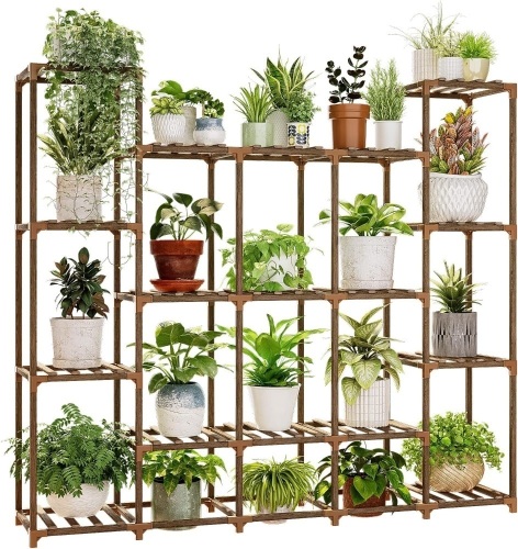 Bamworld Large Plant Stand Indoor Outdoor Plant Shelves Indoor Plant Holder for Living Room Outdoor Plant Rack Indoor Multiple Plants Patio Balcony Garden - Lot 181