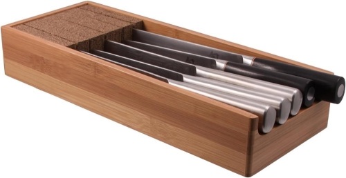 Knifedock - In-drawer Kitchen Knife Storage - The Cork Composite Material Never Dulls Your Blades. Great Gift for Any Chef! Enables you to Easily Store and Identify Your Knives At a Glance. 15 x 6 x 2.5 inches - Lot 258