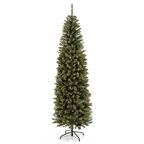 Best Choice Products 7.5ft Premium Hinged Fir Pencil Artificial Christmas Tree w/Foldable Stand, Easy Assembly - Lot 305