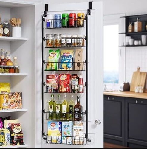 Over the Door Pantry Organizer, Heavy-Duty Metal Over the Door Organizer, 6-Tier Pantry Door Organizer for Easy Install, - Lot 429