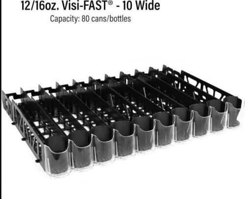 Display Technologies Visi-FAST Beverage Can Organizer (Pack of 1) - Pusher Glide for 12/16oz Cans and Water Bottles, Refrigerator Soda Can Dispenser, Ideal for Commercial Fridge Storage - Lot 447