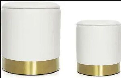 YYW HOME White Leather Ottoman with Storage - Faux Leather Storage Ottoman for Living Room Ottoman with Storage, Vanity Chair for Bedroom,White Ottoman Seat,Pack of 2(White)  - Lot 450