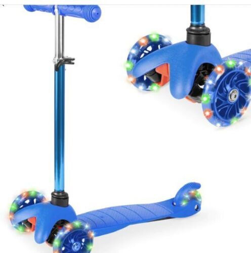 Kids Mini Kick Scooter Toy w/ Colorful Light-Up Wheels, Adjustable T-Bar - Lot 457