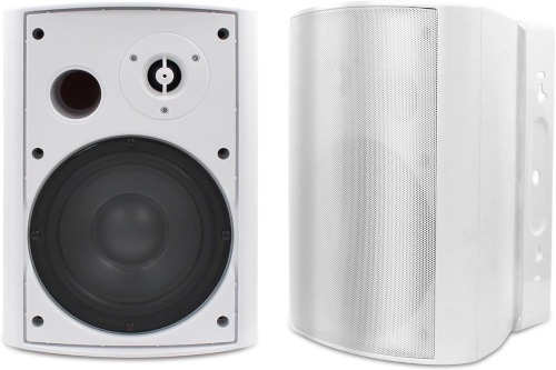 STUDIOFINIX 6.5 Inches 400 Watt Indoor Outdoor Bluetooth Speakers Wall Mount Speakers Waterproof Weather Resistant for Patio Garage Home Outdoor (White) - Lot 236