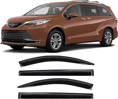 CUSTONEPARTS Tape-on Side Window Visors Rain Guards Deflector 4 Piece Set for Toyota Sienna 2021-2022 LE XLE XSE Limited Platinum - Lot 503