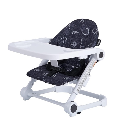 Pamo Babe Booster Seat for Dining Table, Travel Lightweight Folding 2-in-1 Feeding Seat for Baby, Adjustable Tray and Adjustable Hight (Black 7"D x 14.56"W x 18.9"H - Lot 504
