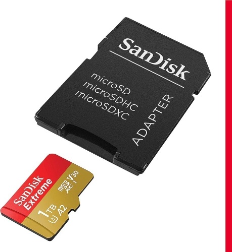 SanDisk 1TB Extreme microSDXC UHS-I Memory Card with Adapter - Up to 160MB/s, C10, U3, V30, 4K, A2, Micro SD - SDSQXA1-1T00-GN6MA - Lot 3317